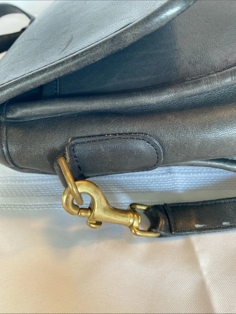 Vintage Coach 9870 Court Black Leather Top-Handle Satchel with Gold Hardware